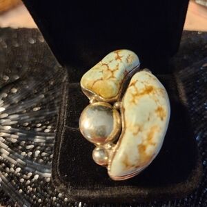 Artisan Silver and Cream Statement Ring